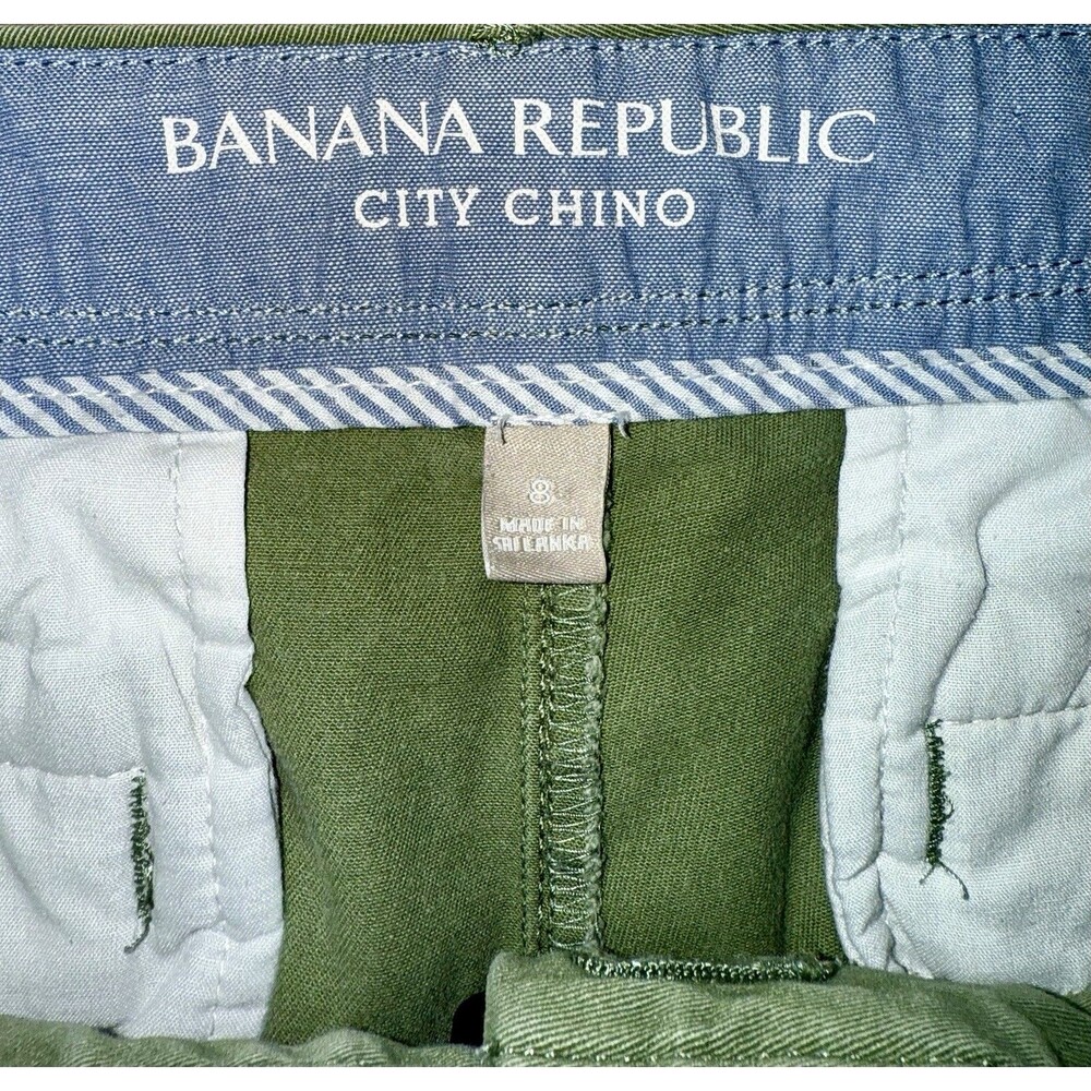 BANANA REPUBLIC City Chino Cuffed Olive Green Shorts Size 8 - Picture 5 of 8